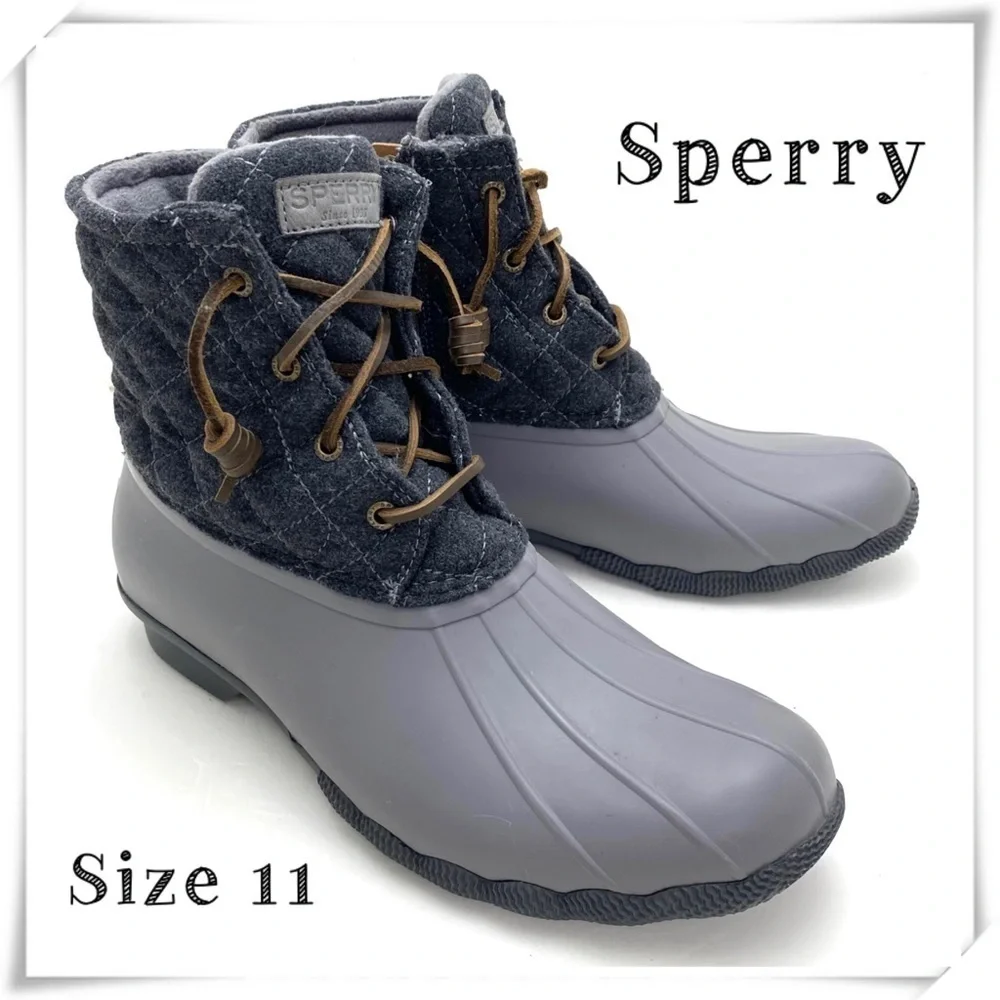 SPERRY Saltwater Wool Quarter Winter Ankle Duck Boot Gray Size 11 STS97562F